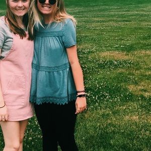 Francesca’s green lace detail top